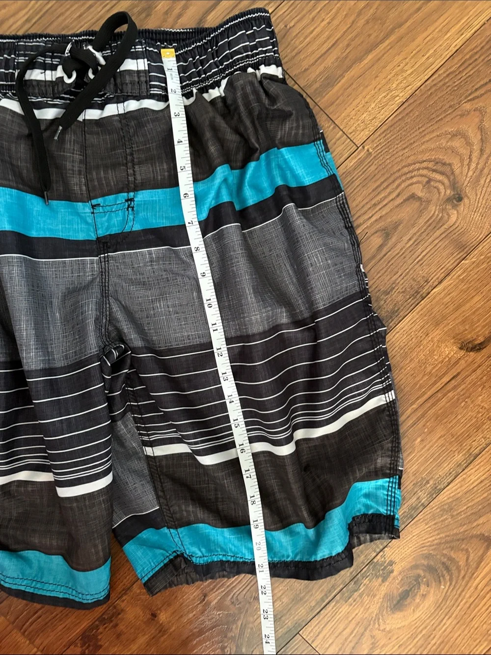 Men's Kanu Surf Black & Teal Striped Swim Trunks